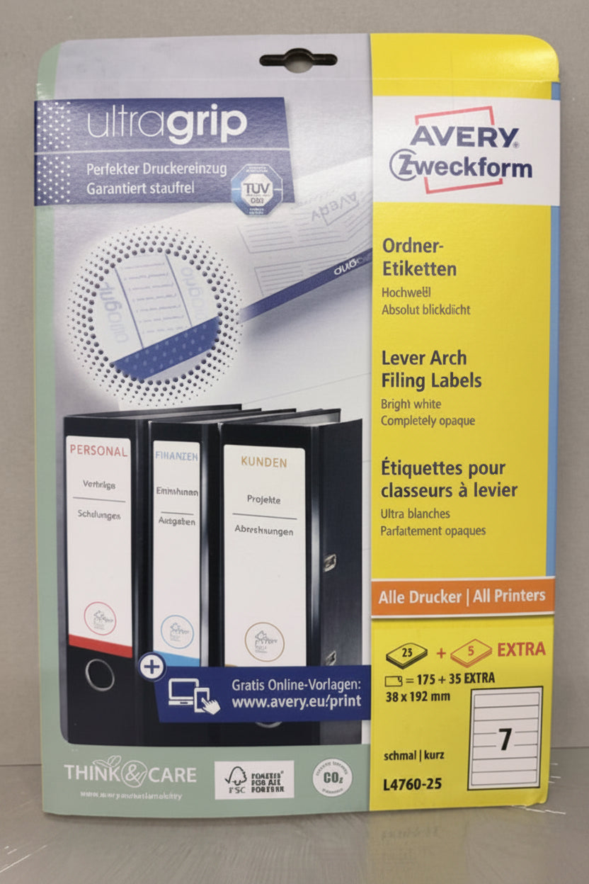 Ordneretiketten Avery weiß 38x192mm selbstklebend